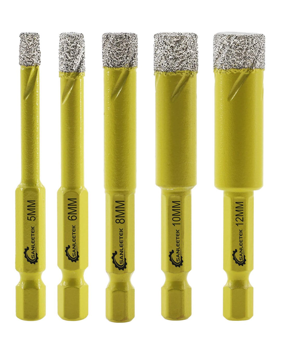 Trocken Diamant Bohrkrone 5 Stücke 5/6/8/10/12mm Fliesenbohrer mit Schnellwechsel Sechskant Schaft f