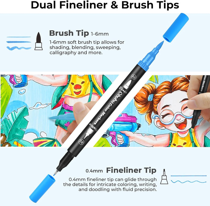 Ohuhu Filzstifte, Dual Brush Pen Set Pinselstifte Aquarell Stifte Doppelspitze Filzstifte für Erwach