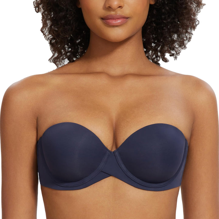 MELENECA Damen Push-Up Trägerlos BH - Bügel BH mit geformte Cups 70C Navy Blue, 70C Navy Blue