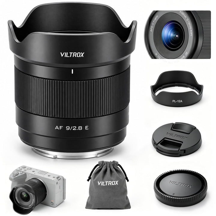 VILTROX 9mm F2.8 E Air AF 9mm F2.8 E Mount Objektiv für Sony E,Autofokus APS-C Ultraweitwinkel Prime