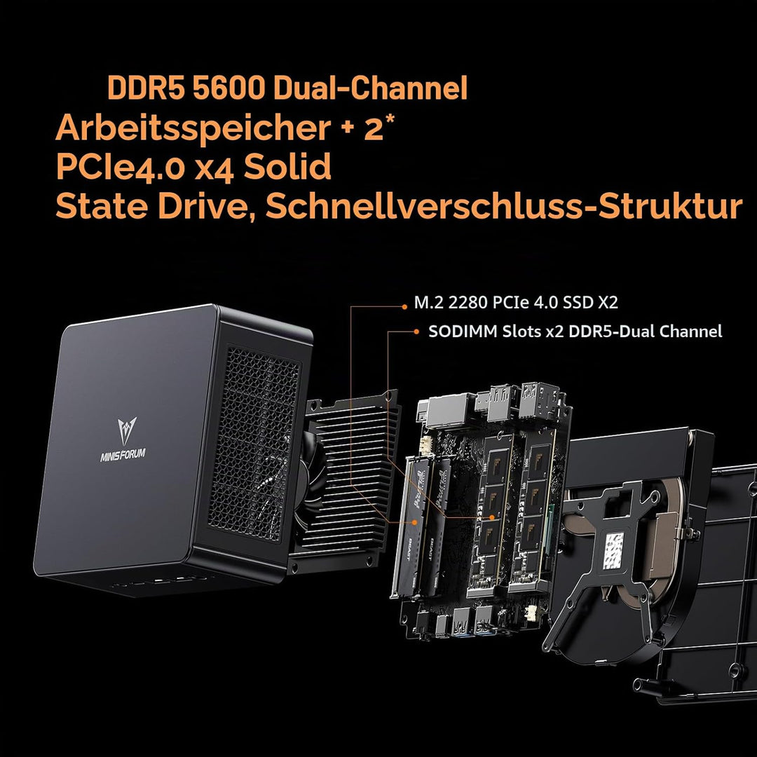 MINIS FORUM UM890 Pro Mini PC - AMD AI Ryzen 9 8945HS, 8 C/16 T, Radeon 780M GPU, 32GB DDR5 RAM, 1TB