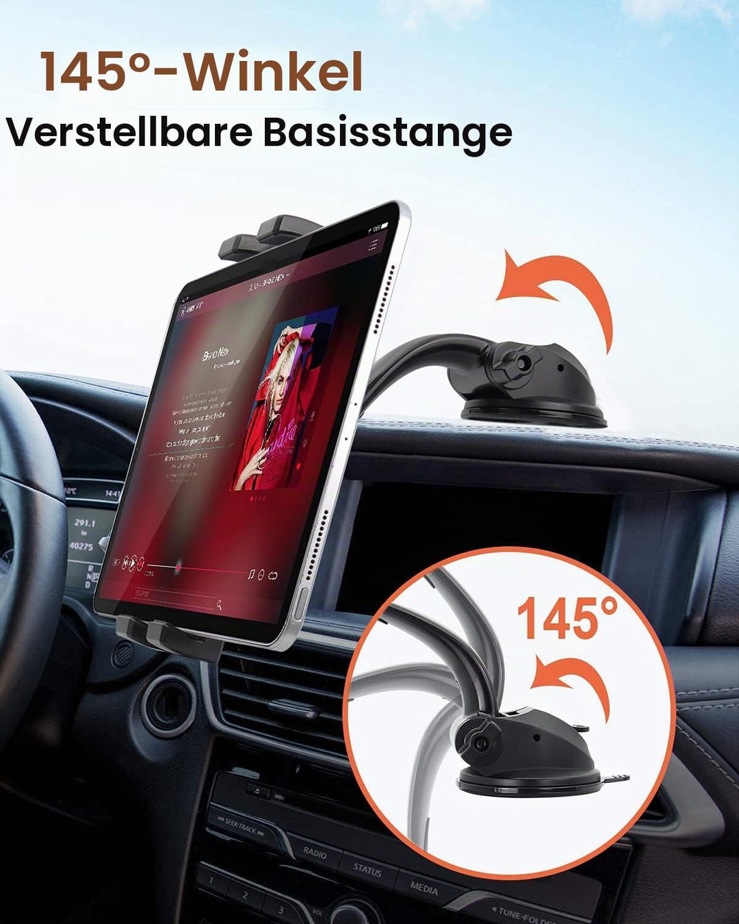 Armaturenbrett Autohalterung Tablet Halterung, Oilcan KFZ Saugnapf Tablet Halter mit Verstellbarem A