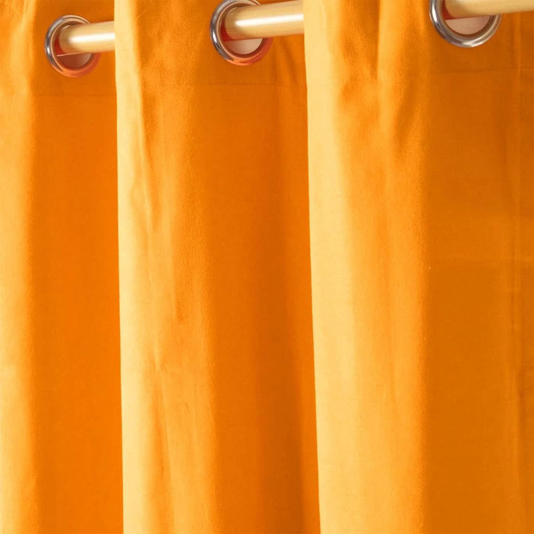 Homescapes Ösenvorhang Blickdicht orange Dekoschal 2er Set Plain Colour Breite 137 x Länge 182 cm Vo