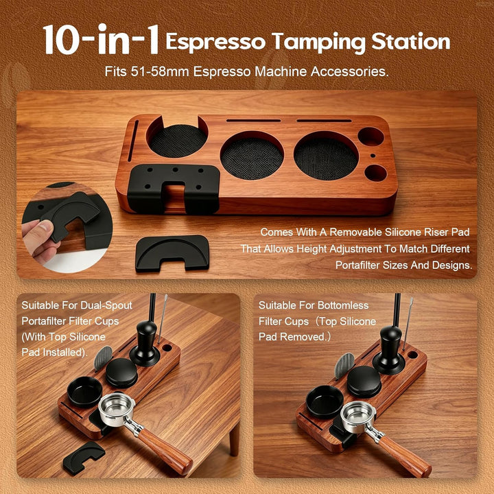 Espresso Zubehör Set 8-teilig, 51mm Kaffee Tamper mit Tamperstation und WDT Werkzeug, Verteilwerkzeu