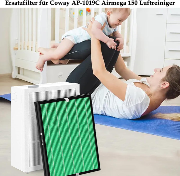 AP-1019C Ersatzfilter für Coway AP-1019C Airmega 150 Luftreiniger, H13 Ersatz Green HEPA Filter und