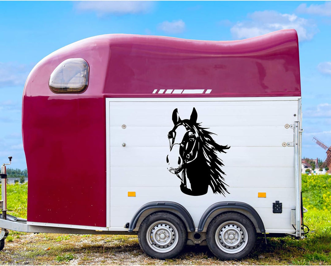 Finest Folia Aufkleber Pferd Pferdekopf Sticker für Auto Anhänger LKW Pferde Autoaufkleber Dekor Pfe