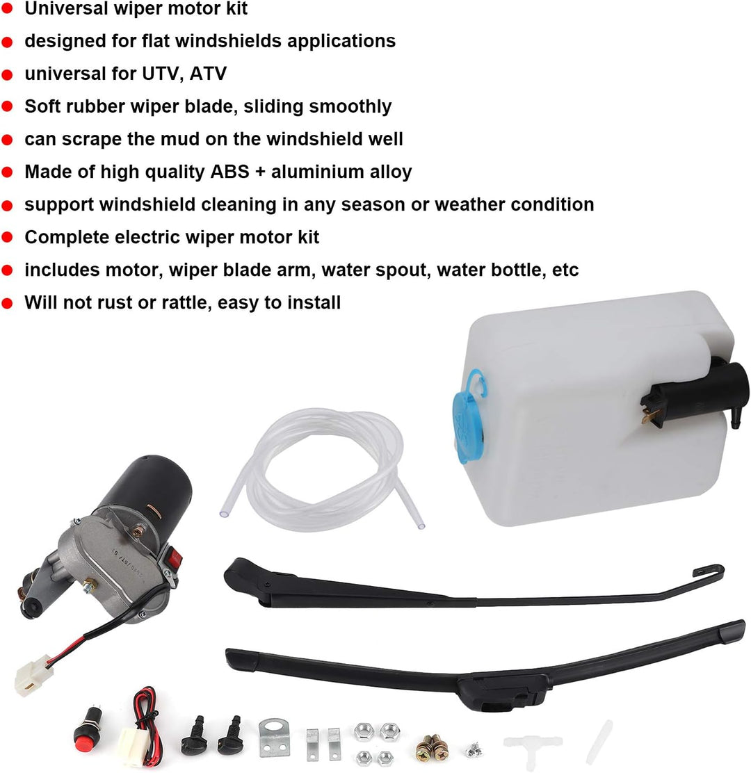 Yctze Universal Elektrowischer-Kit, 12V 30W Elektro-Scheibenwischer-Montagesatz Motorblattarm Wasser