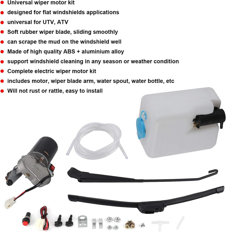 Yctze Universal Elektrowischer-Kit, 12V 30W Elektro-Scheibenwischer-Montagesatz Motorblattarm Wasser