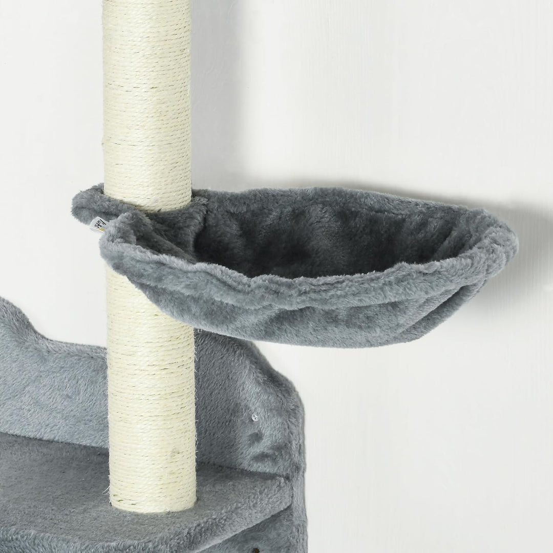 PawHut Katzen Kletterwand, 4-teilig, Katzenkletterwand, inkl. 1 x Sprungturm, 3 x Kratzbäume, Klette