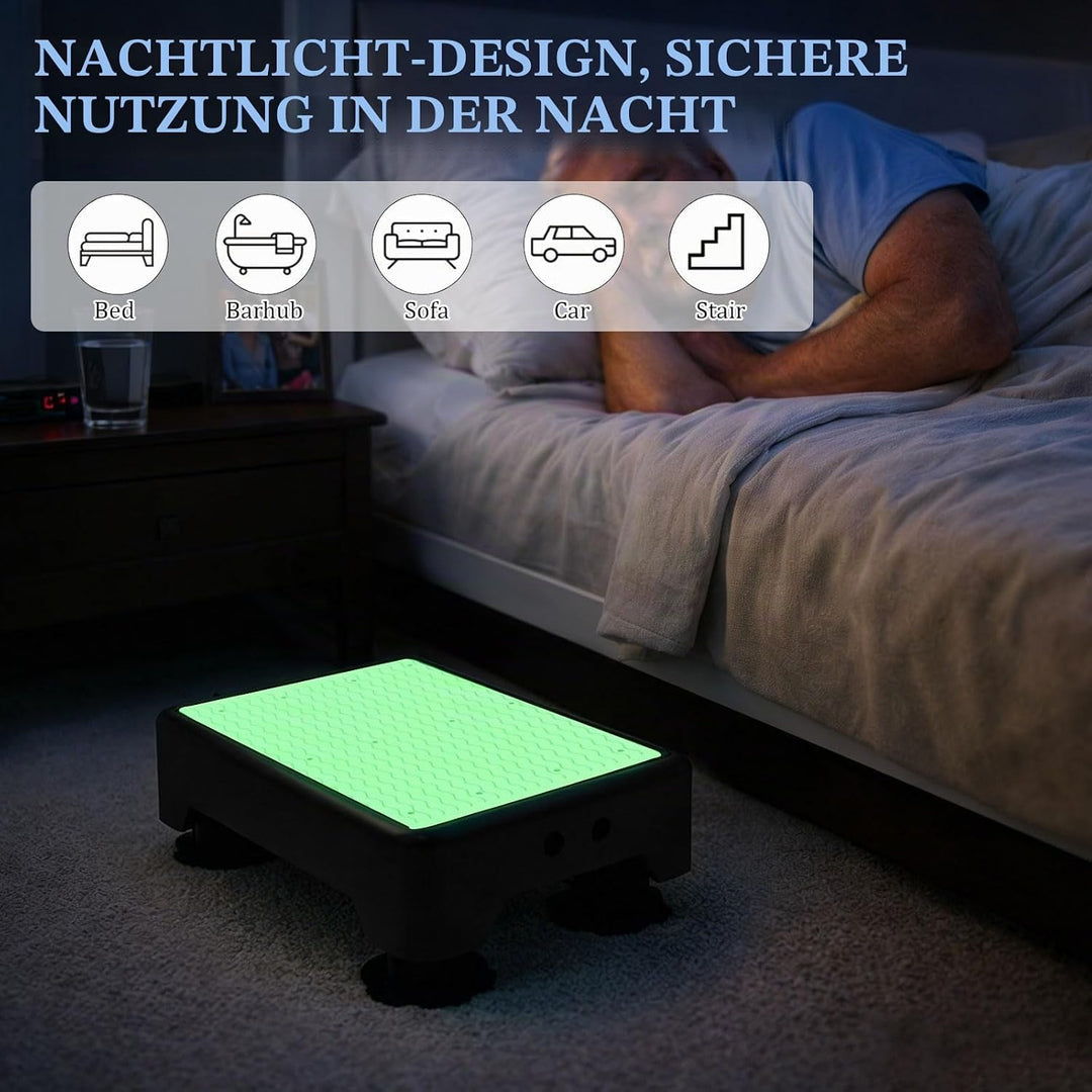 Rutschfest Trittstufe, Nachleuchtende Tritthocker mit 3-Stufig Höhenverstellbar & Max.250kg Belastba