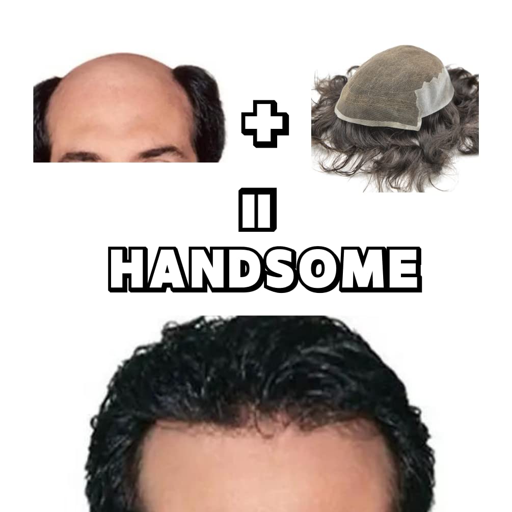 Hairnotion Haarteil Toupet Echthaar Französische Spitze Haut Basisgrösse 8 “X 10” Toupet für Männer