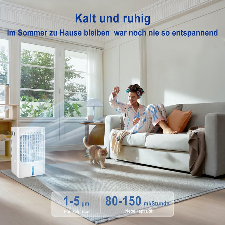 Mobile Klimaanlage mit wasser cooling,Tragbare Air cooler fan mit 1-8H Timer,3 in 1 Personal Tisch-K