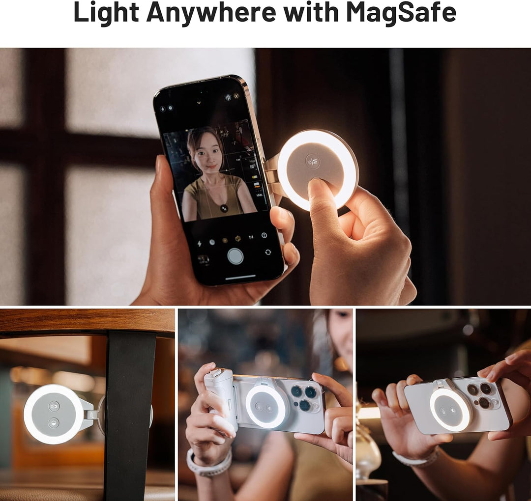 PGYTECH MagGlow Magnetisches Handy-Fülllicht, MagSafe Selfie-Licht, Tragbares Magnet-LED-Ringlicht m