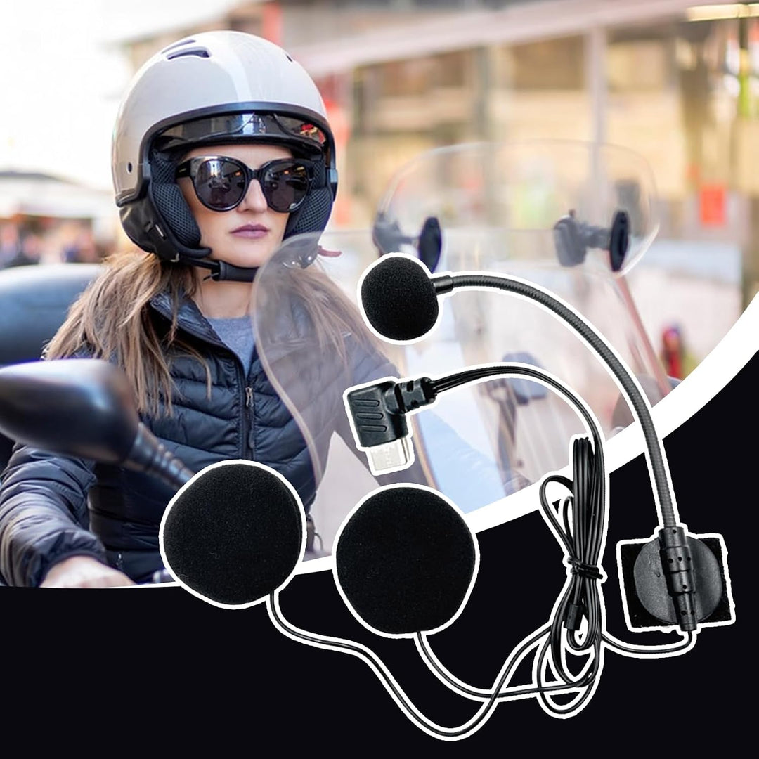 Helmmikrofon und Lautsprecher, Motorradhelm-Mikrofon – Typ-C-Stecker, wasserdicht, High-Definition-R