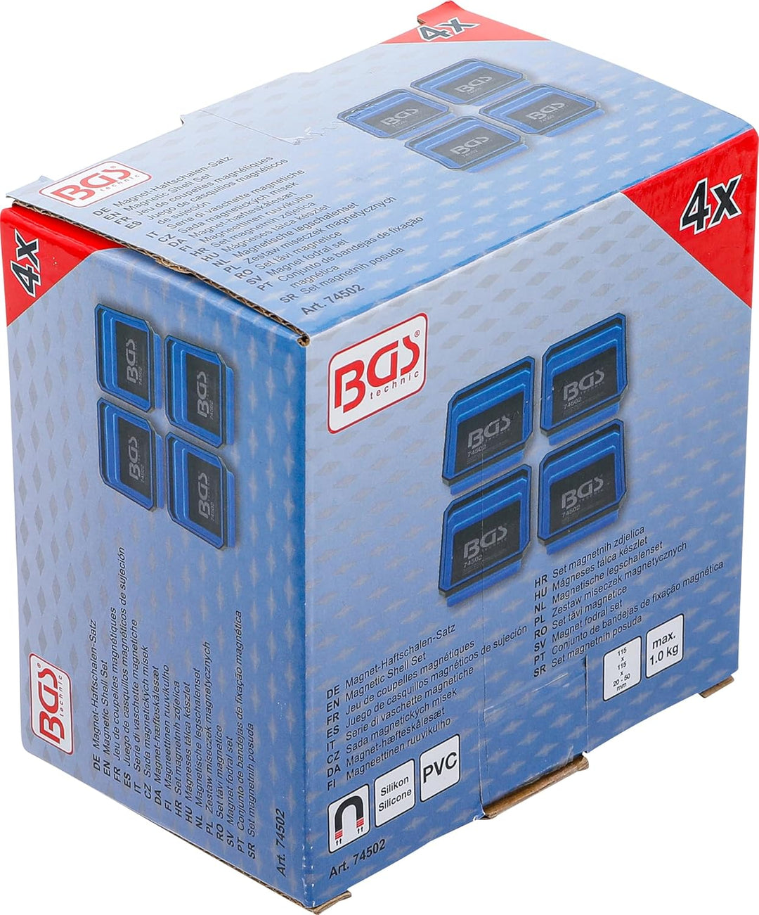 BGS 74502 | Magnet-Haftschalen-Satz | Silikon | faltbar | 115 x 115 x 50 mm | 4-tlg.