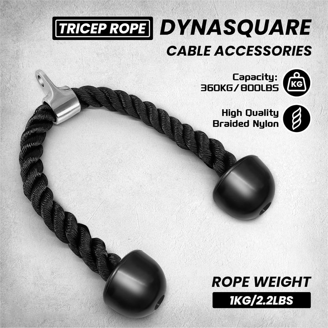 DYNASQUARE Trizeps-Kabelbefestigung (V-Griff + Doppel-D-Griff + Trizepsseil + drehbarer Stange)