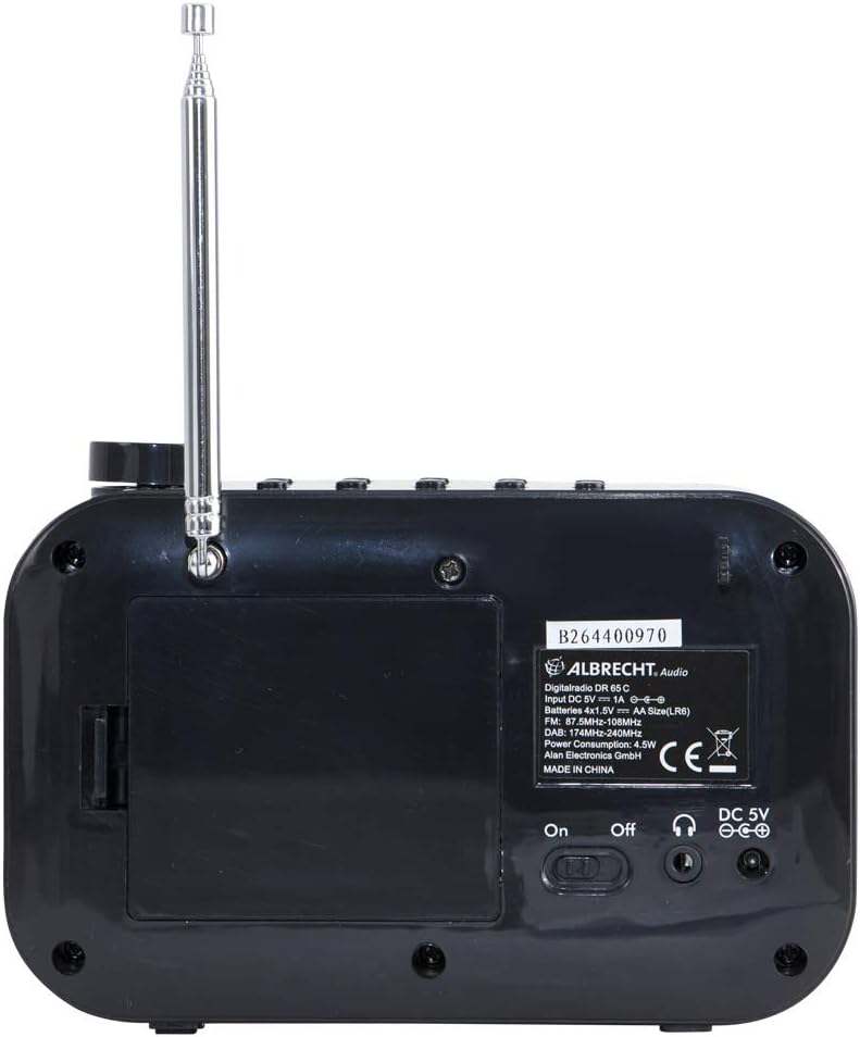 Albrecht DR65C tragbares Digital-Radio, 27361, DAB+/UKW-Empfang mit Kopfhörer-Anschluss, Batterie- u