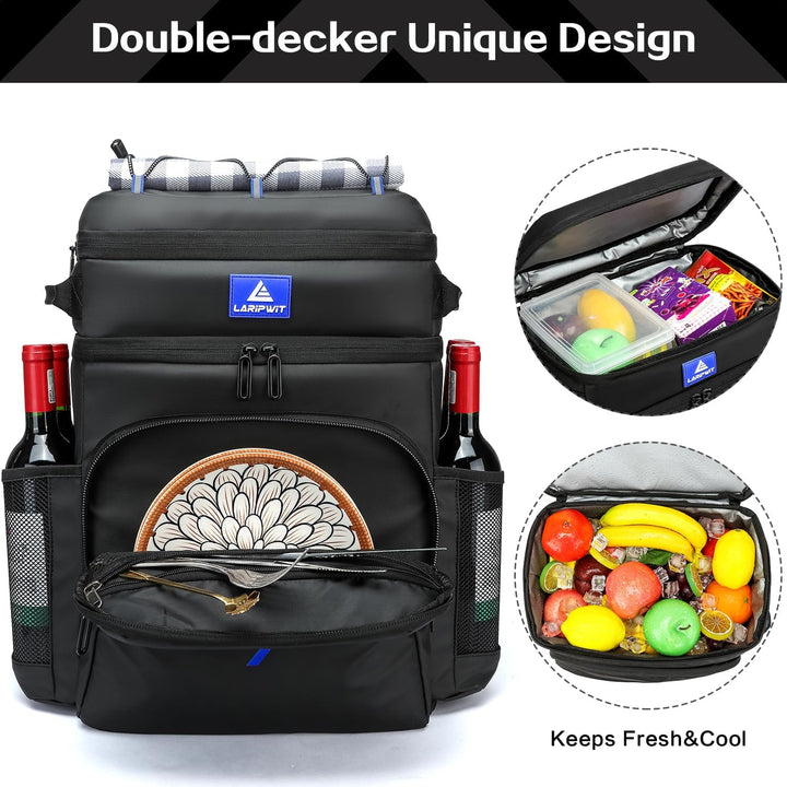 Laripwit Kühlrucksack 54 Dosen Thermo Kühltasche Rucksack Gross Isolierte Doppeldeck mit Kühlfach fü