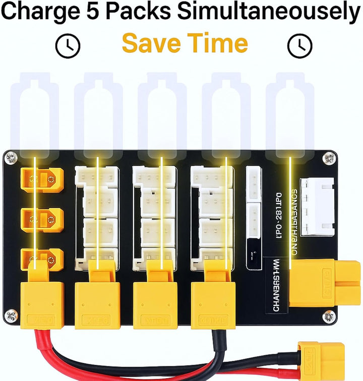 TICFOX Multi-Parallel-Ladeplatine Lipo-Akku-Ladeplatine Parallel XT30 XT60 Stecker 2?6S Lithium-Batt