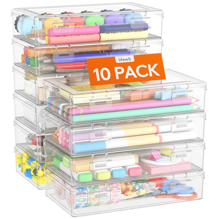 Lifewit Stiftebox mit Snap-Dicht Deckel, Hochwertiges Kunststoff Bürobedarf Organizer, Aufbewahrungs