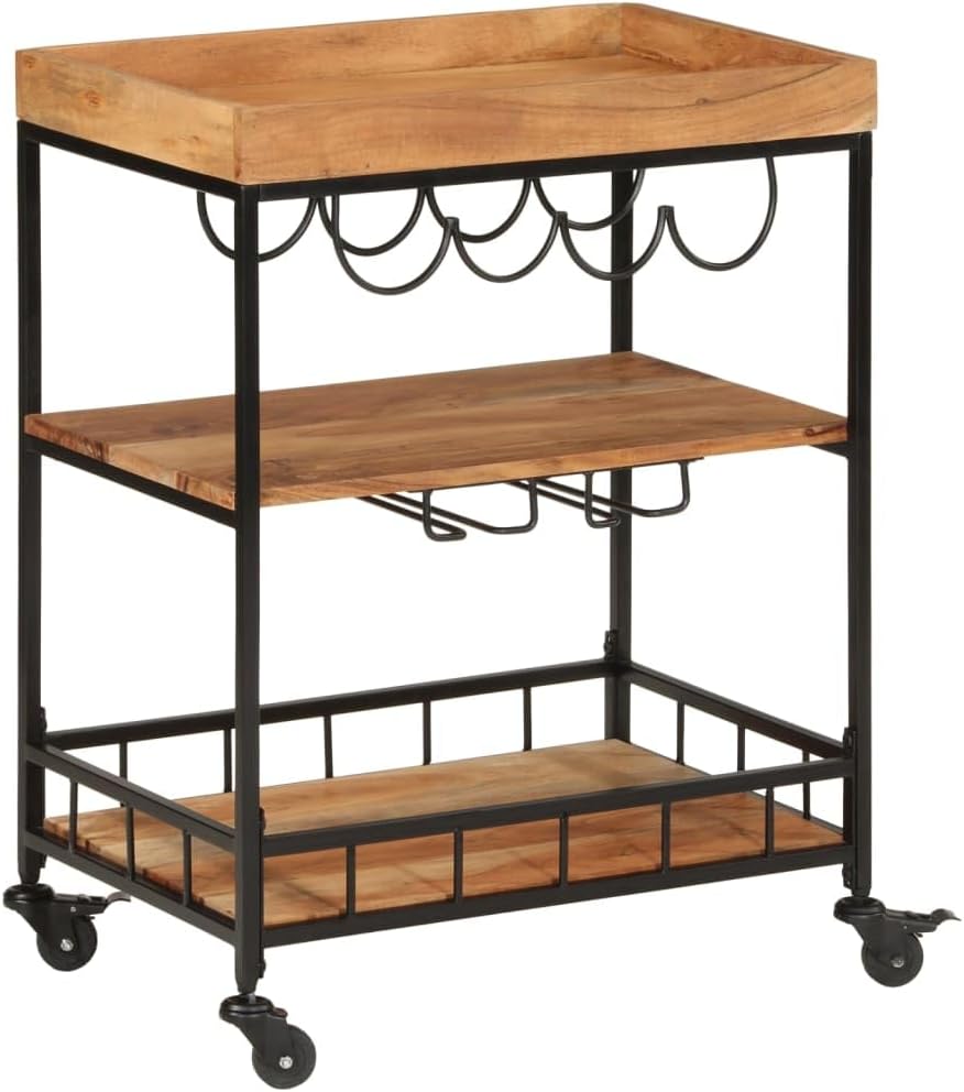 vidaXL Barwagen 60x40x80 cm Massivholz Akazie und Eisen