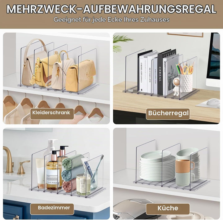DoubleCare 5 StüCk Regaltrenner, Verstellbare Taschenteiler, Transparent Regalteiler Aus Acryl, Durc