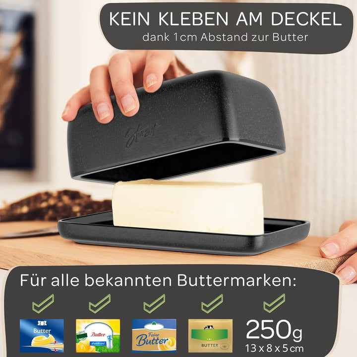 Steinzeit Design Butterdose - Butterdose Keramik für alle gängigen Butter (250gr) - Butterglocke und
