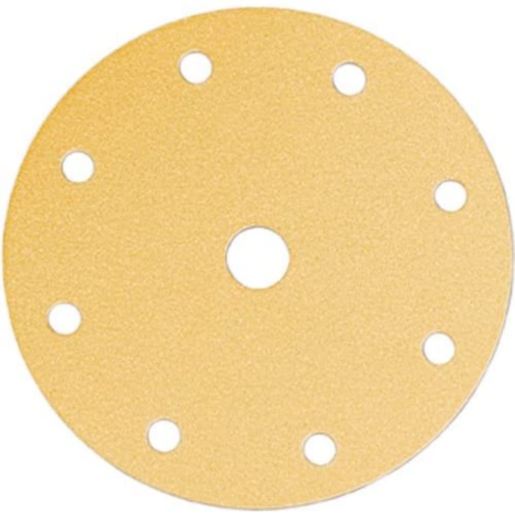 Mirka Gold Universal-Schleifpapier Ø 150mm Klett 9-Loch, Korn P240, 100 Stk / Zum Schleifen von Gips
