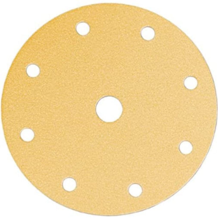 Mirka Gold Universal-Schleifpapier Ø 150mm Klett 9-Loch, Korn P240, 100 Stk / Zum Schleifen von Gips