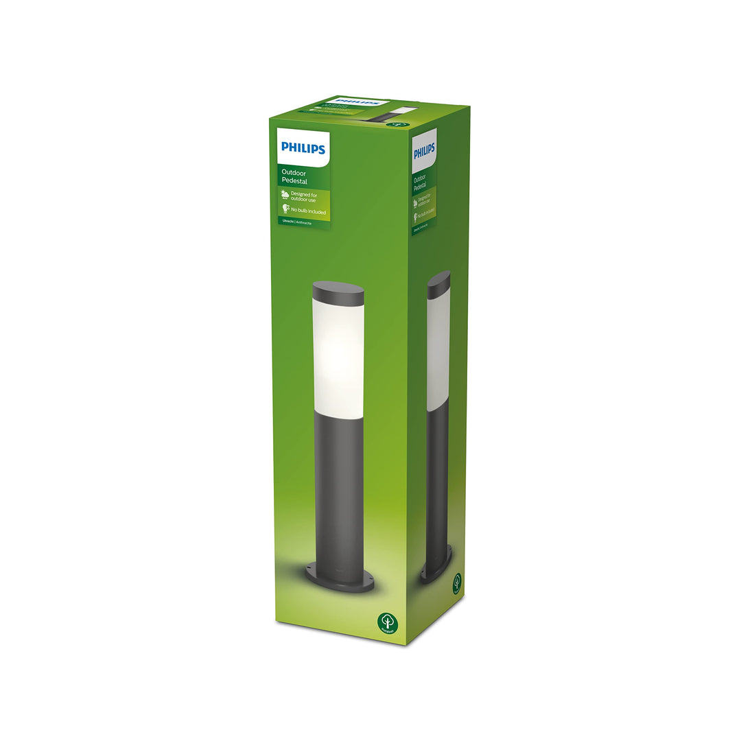 Philips Outdoor LED Sockelleuchte Utrecht, für den Aussenbereich, Anthrazit, 60W, IP44 Schutzklasse,