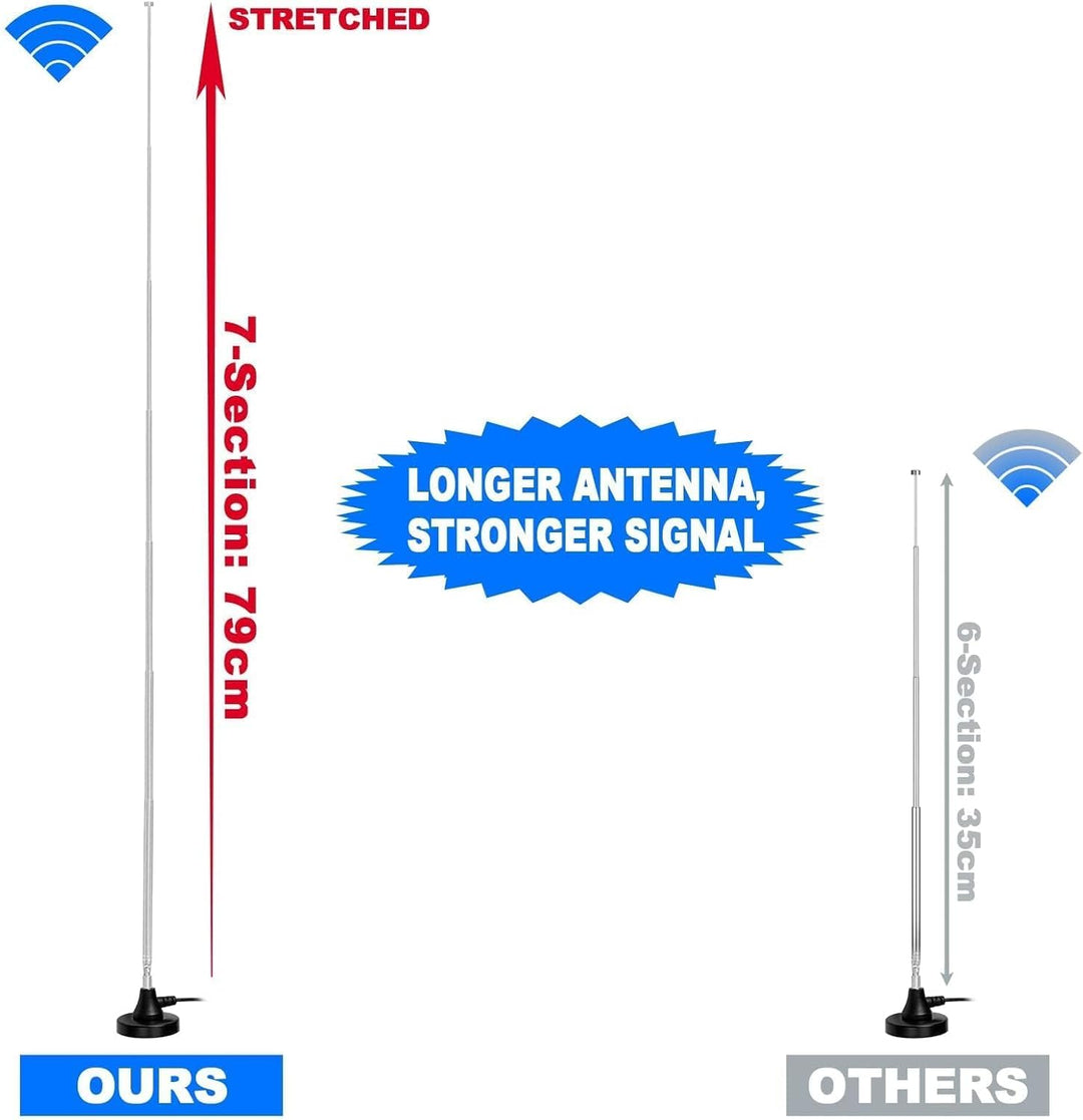 Bingfu DAB+ UKW Radioantenne Digitale Teleskopantenne für den Innenbereich mit Magnetfuss 3 m Verlän