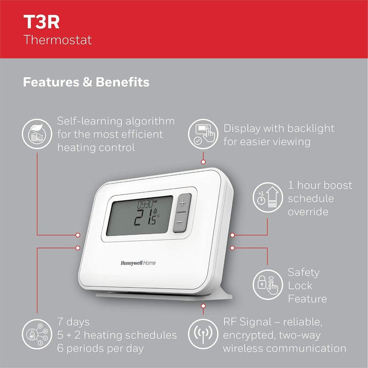 T3R 7-Tage Programmierbarer Drahtloser Thermostat von Honeywell Home Y3C710RFEU Weiss Wireless, Wire