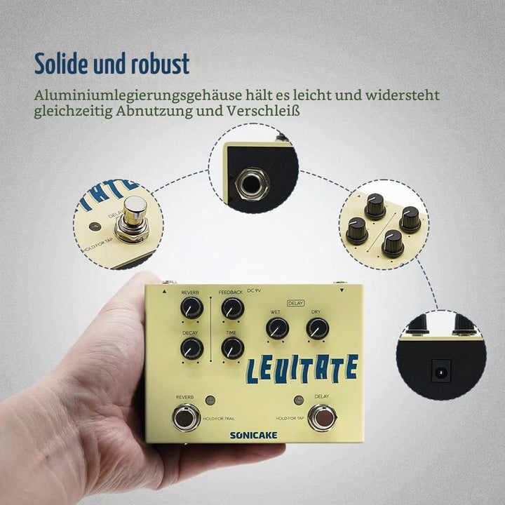 SONICAKE Delay und Reverb 2 in 1 Gitarren Effektpedal Digital Levitate Delay Reverb, Delay Reverb