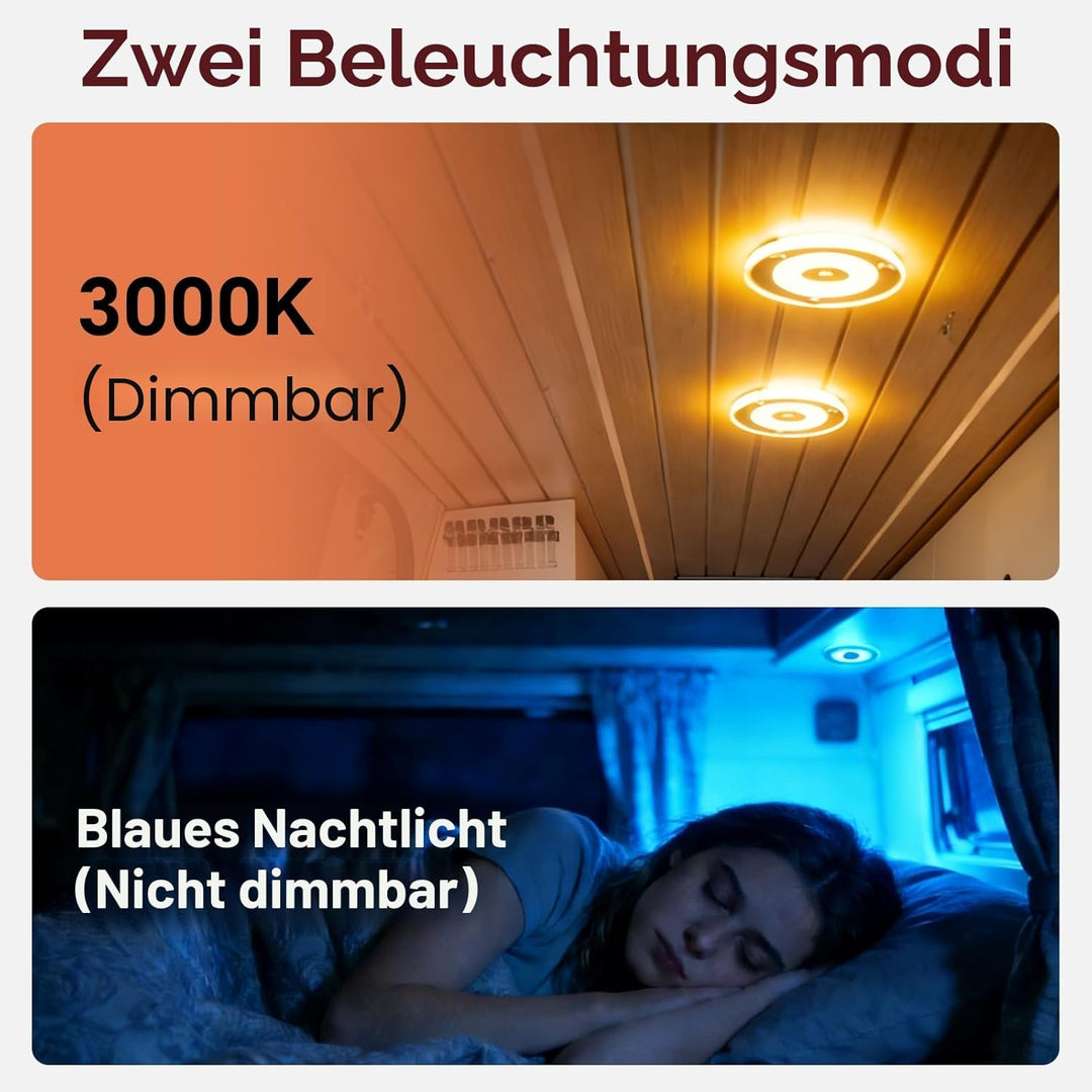 Obeaming 12V LED Deckenleuchte Wohnmobil, Dimmbar Panel Leuchte 120mm 4,5W 400LM Zwei Farbe (Warm We