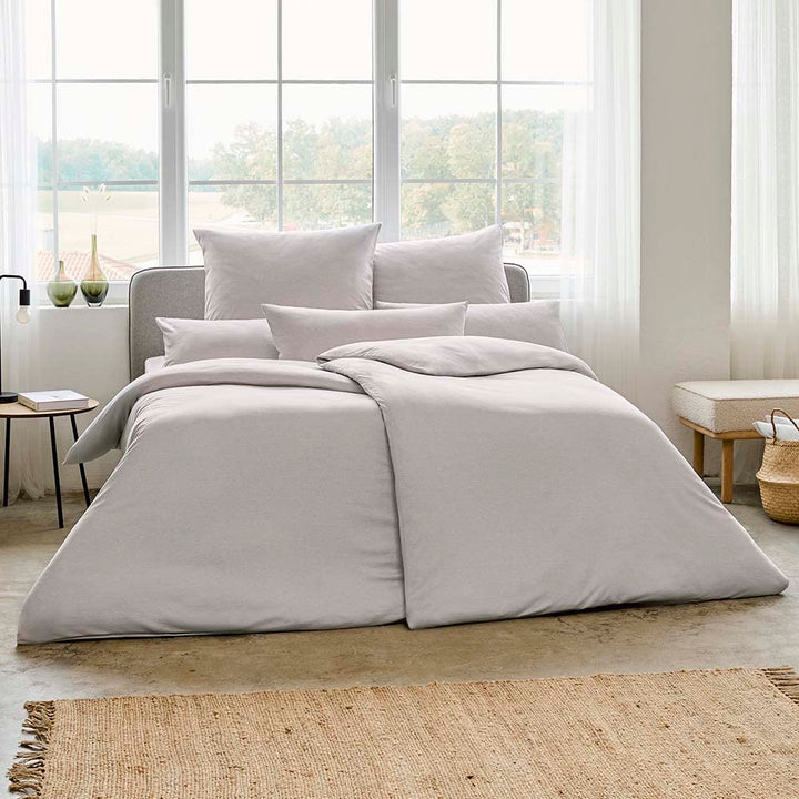 ESTELLA Mako Interlock Jersey Bettwäsche Uni Takoma Silber, 1 Bettbezug 135 x 200 cm + 1 Kissenbezug