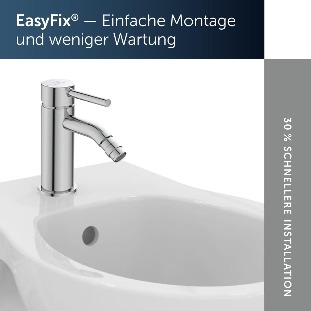 Ideal Standard BC197AA Ceraline Bidetarmatur mit Zugknopf-Ablaufgarnitur