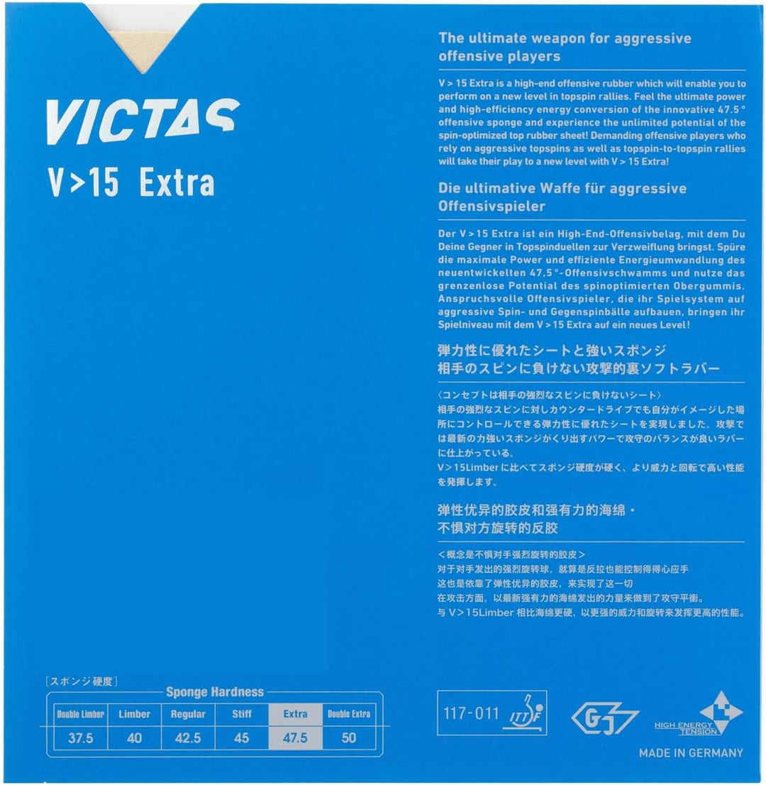 Victas V>15 Extra Tischtennisgummi rot MAX, rot MAX