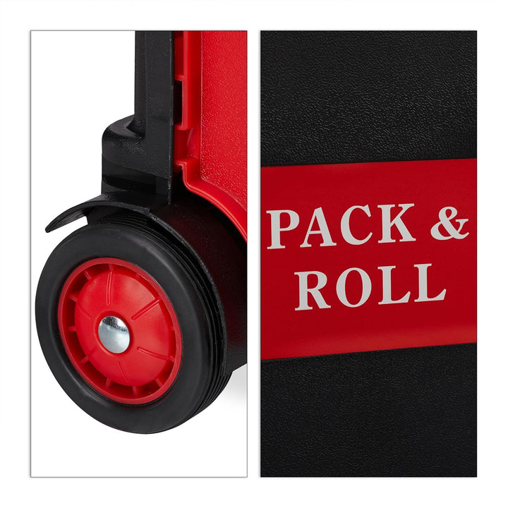 Relaxdays Einkaufstrolley, Klapptrolley mit Rollen & Deckel, Teleskopgriff, bis 35 kg, Faltbarer Tro