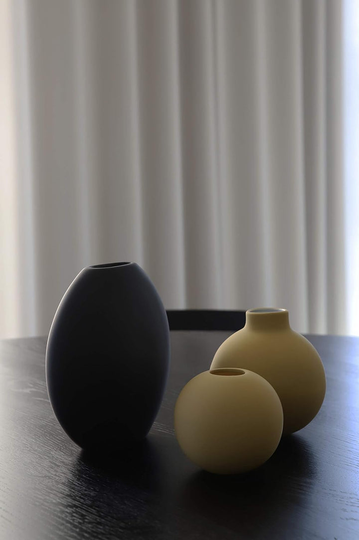 Cooee Design Vase Pastille aus Keramik in der Farbe Schwarz Handgefertigt, Durchmesser: 20cm, Höhe: