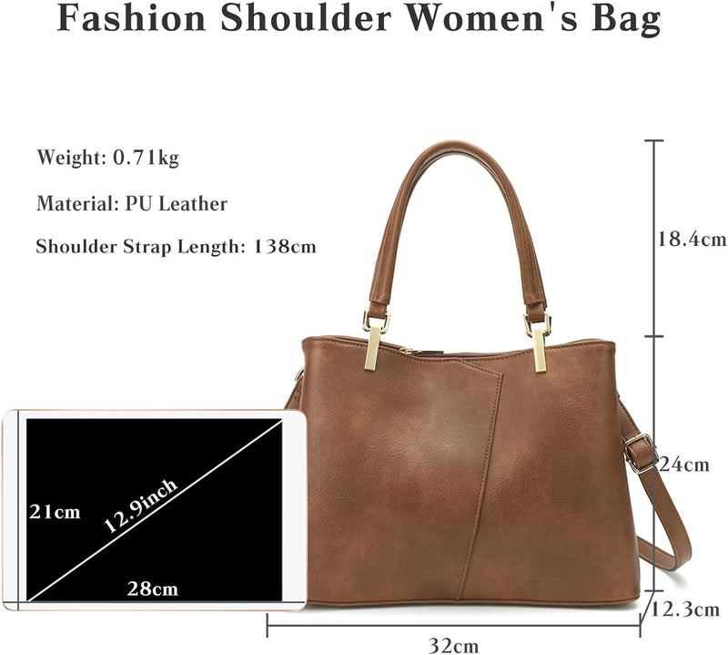 FANDARE Mode Damen-Henkeltaschen Wasserdicht Handtasche Umhängetaschen Schultertaschen PU-Leder V-fö