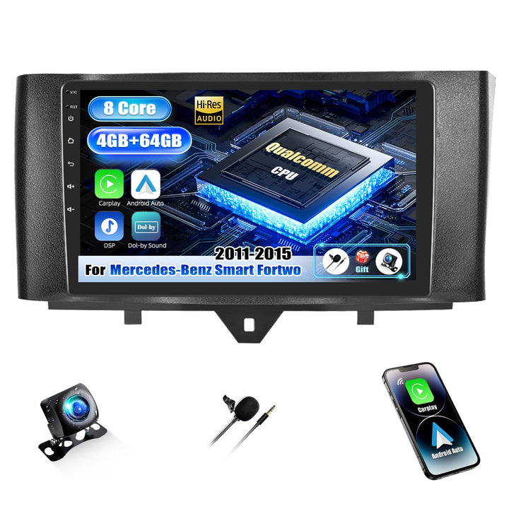 SIXWIN Qualcomm 8 Core 4+64G Android 15 Autoradio für Mercedes-Benz Smart Fortwo 2011-2015 mit CarPl