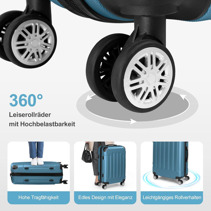 LEADZM Kofferset 4 teilig Hartschale, Koffer Set aus ABS, Reisekoffer mit Rollen Gross, Hartschalenk