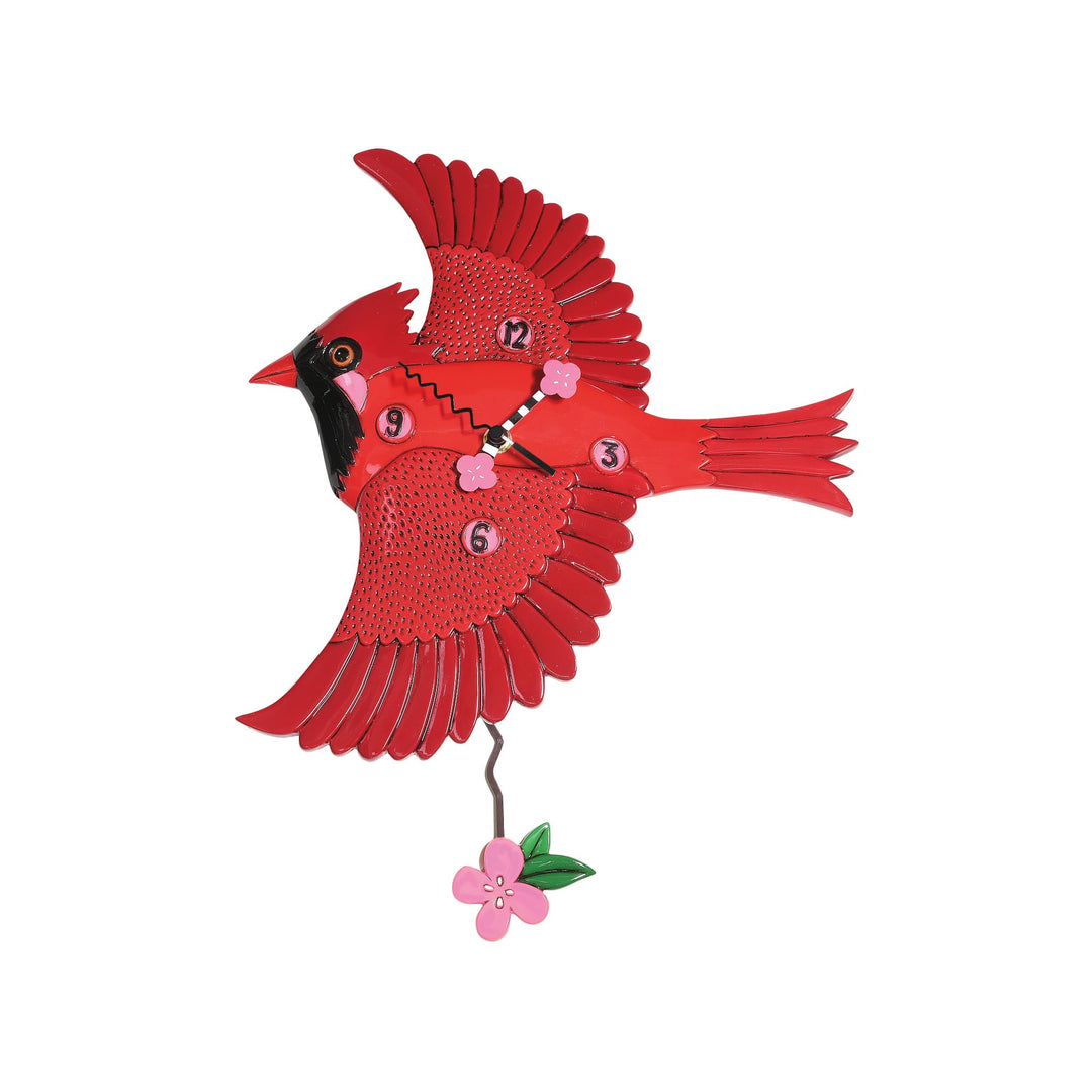Enesco Allen Designs Cardinals Song Wanduhr, 32 x 31 cm, Rot