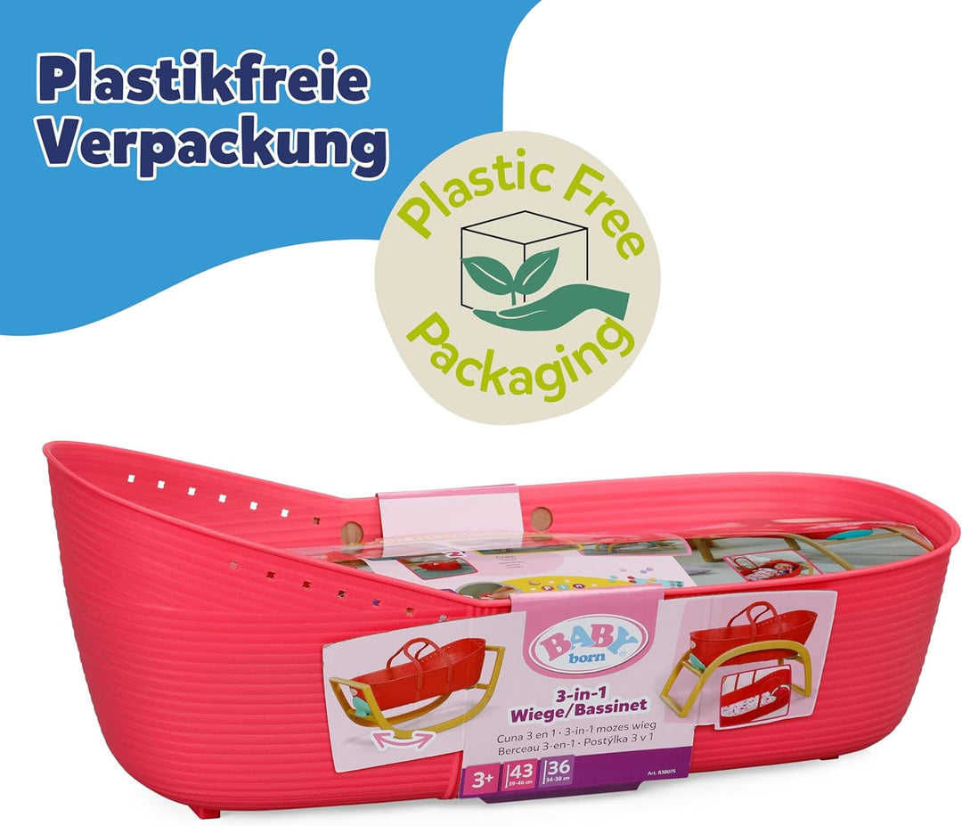 BABY born 3 in 1 Wiege Pinplay, Puppenbett, Wiege und Trage mit Pins zum Verzieren, inkl. Bettdecke