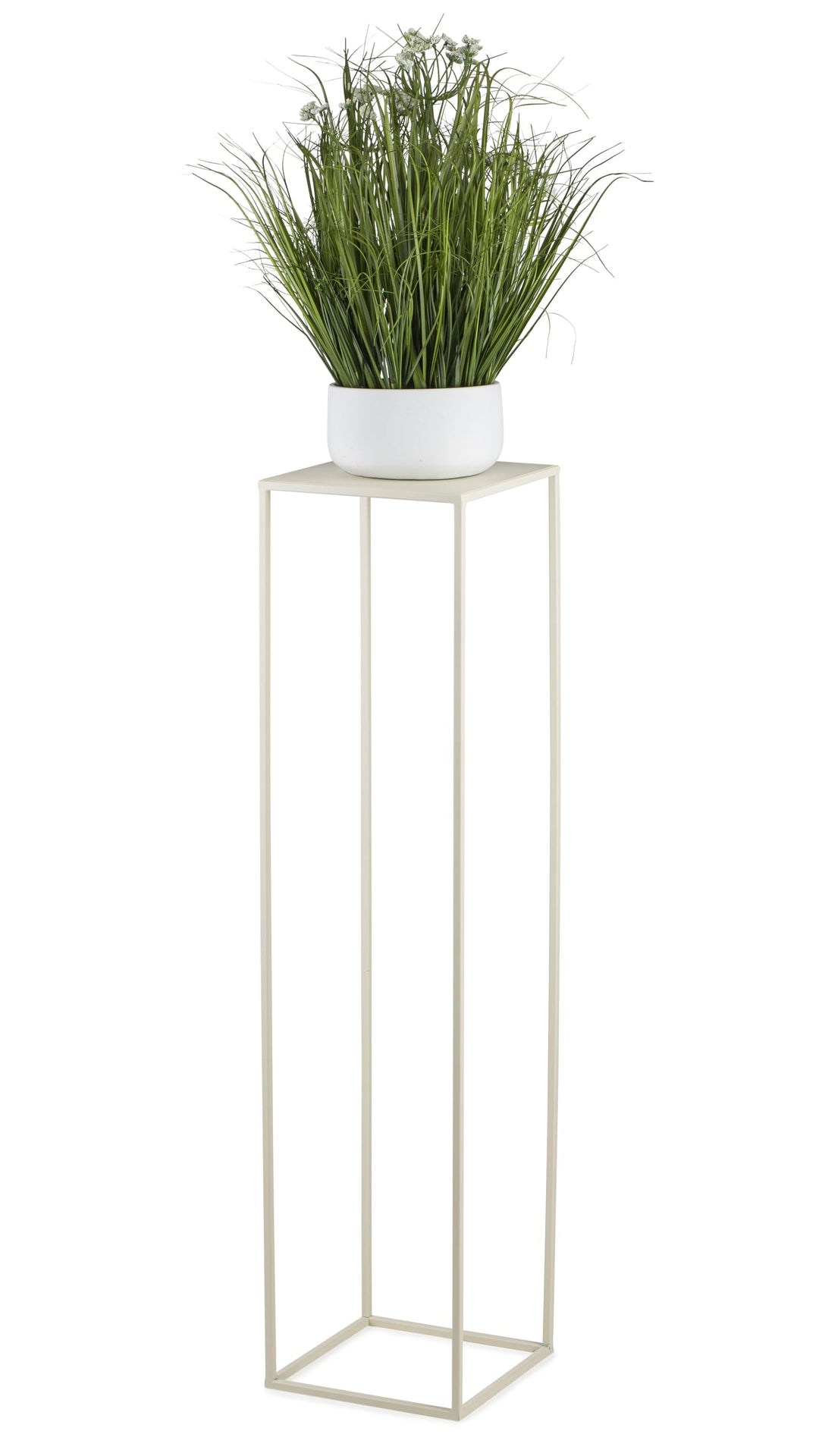 HowHomely Blumenständer Metall Cremefarben 100 cm Hoch - Solider und Robuster Blumenhocker Metall -