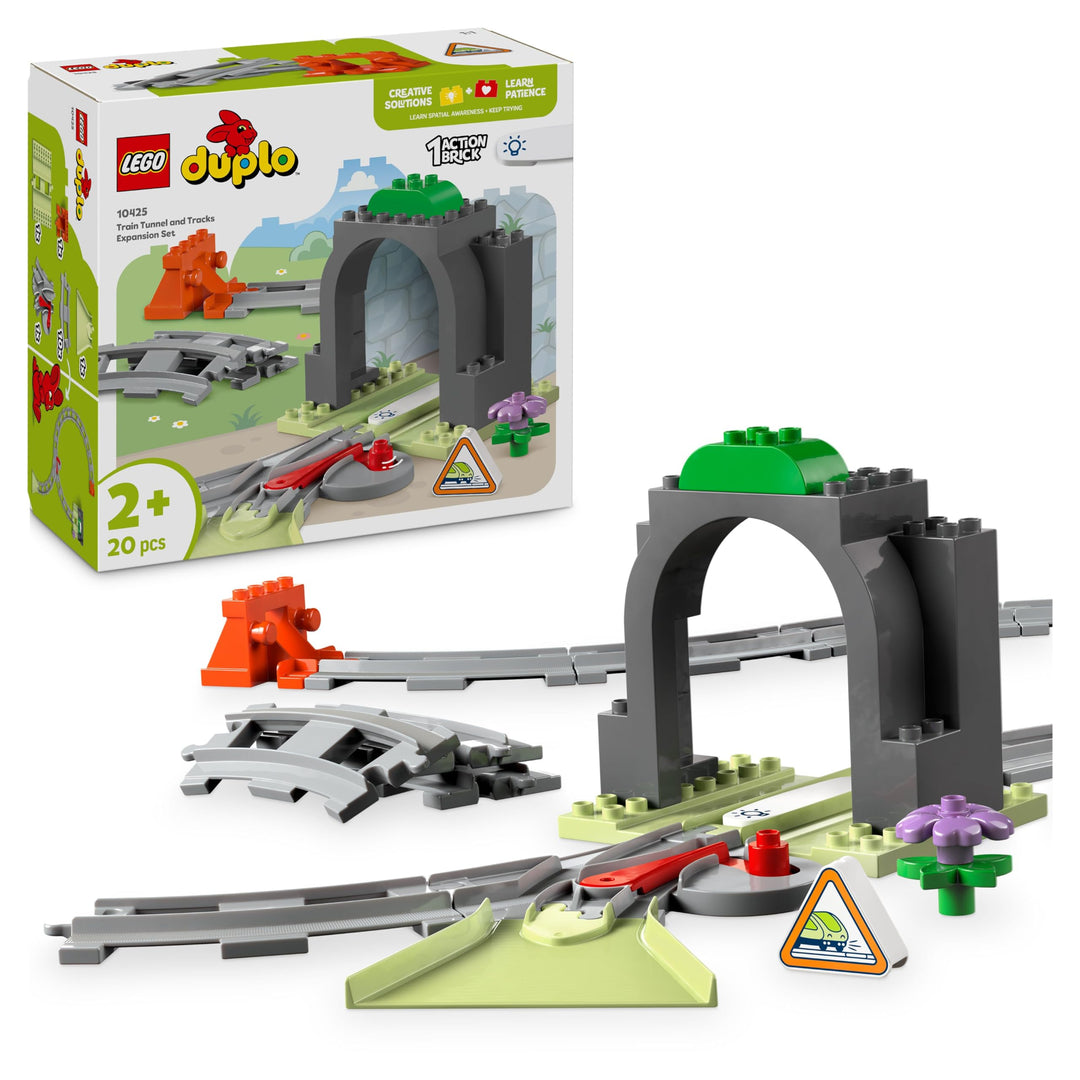 LEGO DUPLO Town Eisenbahntunnel und Schienen – Erweiterungsset, Geschenk für Kleinkinder, fördert di