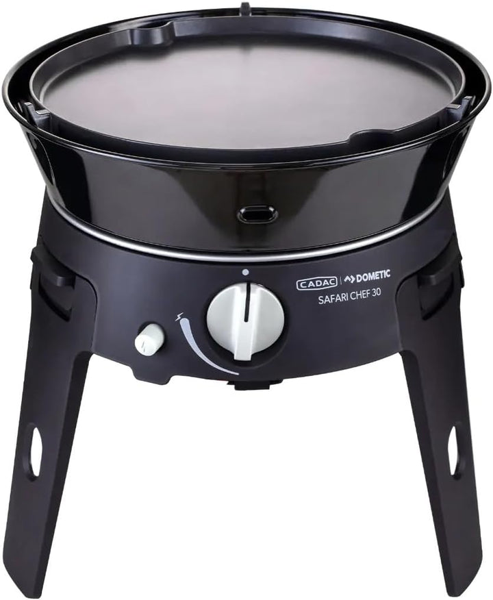 CADAC - Safari Chef 30 LP Deluxe + Pizzastein Pro 30 - Tragbarer Grill mit GreenGrill-Keramikbeschic