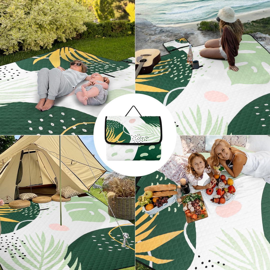 Jopee Picknickdecke Wasserdicht, 200x200 cm Waschbare Campingdecke mit Griff, Gross Outdoor Strandde