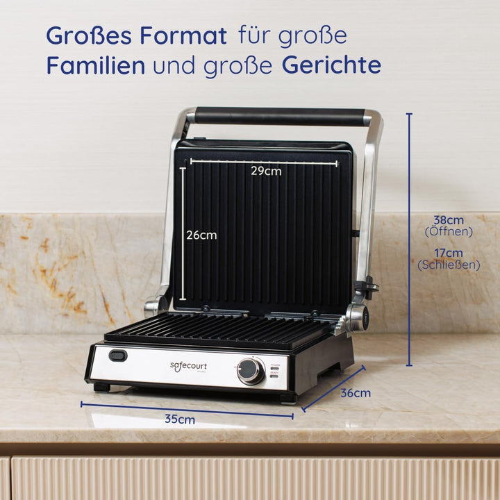 Safecourt Kitchen Sandwichgerät - Grillgerät - Wechselplatten ContactGrill - 3-in-1-180°C Grill