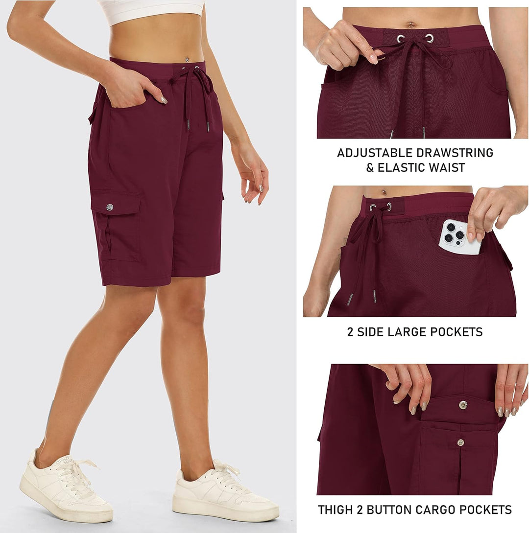 JINSHI Shorts Damen Sommer Cargohose Kurze Wanderhose Outdoor Schnelltrocknend Freizeithose mit Mehr